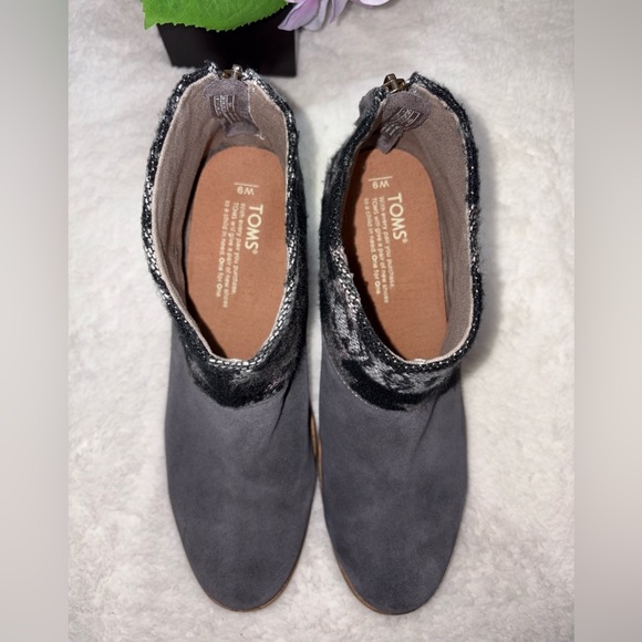 Toms Leila Suede Aztec Ankle Boot, Dark Gray - Picture 7 of 8